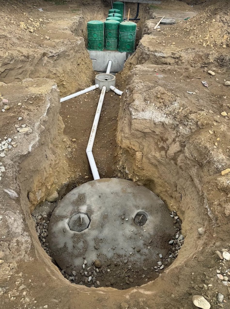 Residential treatment tanks set at a home
